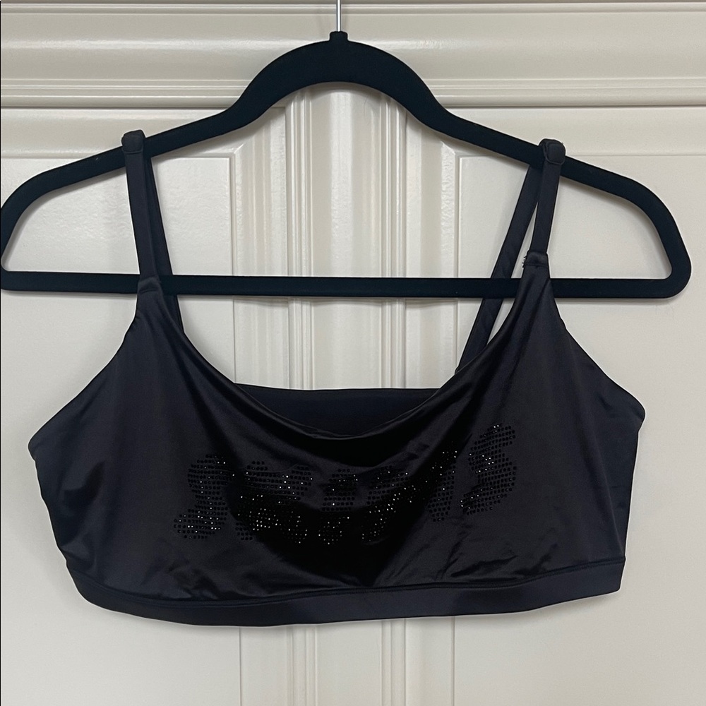 SKIMS Black Sports Bra with Embellished Logo